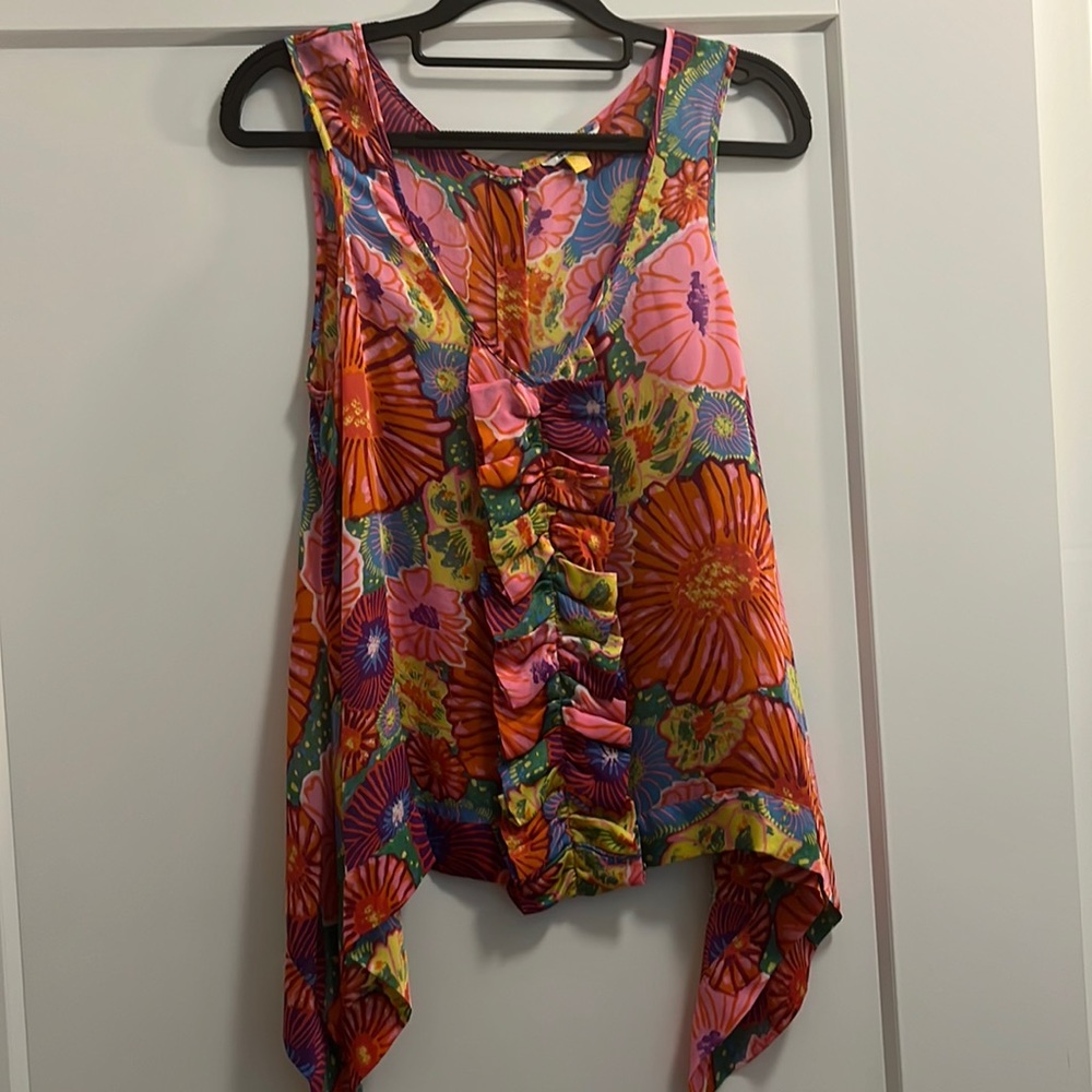 Leifsdottir Sleeveless Silk Floral Blouse Size 4